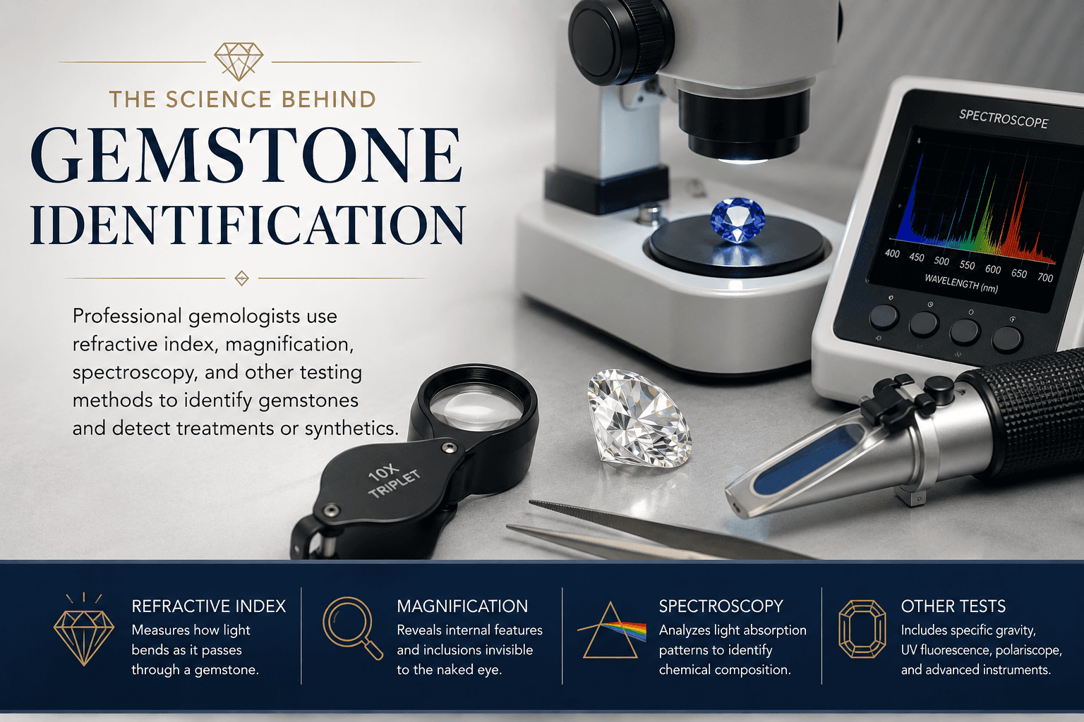 Gemologist examining gemstone